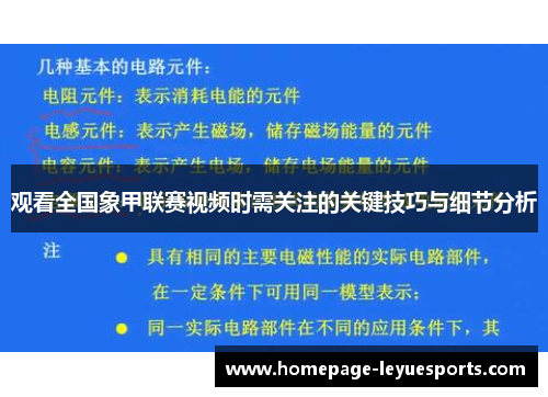 观看全国象甲联赛视频时需关注的关键技巧与细节分析 观看全国象甲联赛视频时需关注的关键技巧与细节分析