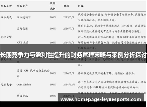 长期竞争力与盈利性提升的财务管理策略与案例分析探讨 长期竞争力与盈利性提升的财务管理策略与案例分析探讨
